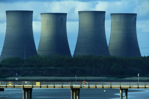 landscape photography of cooling tower