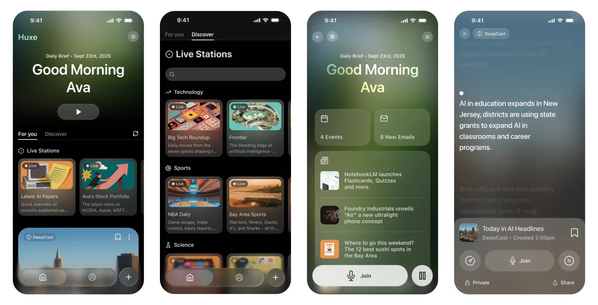 Ex-Google Devs Launch Huxe, an AI Podcast App, With $4.6M Funding 1 Huxe_Sept25_LaunchAsset_2