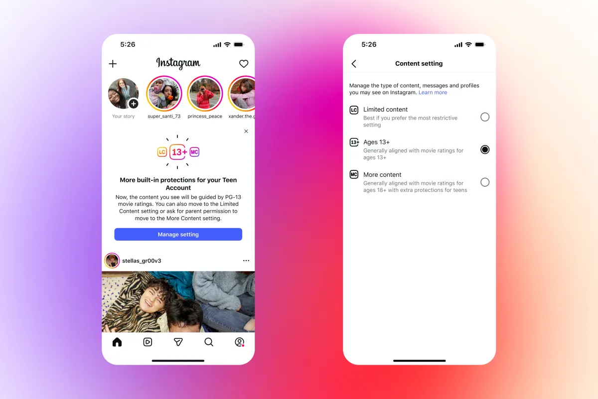 Instagram Adds PG-13 Content Limits for Teen Users 1 Teen-notice-and-setting