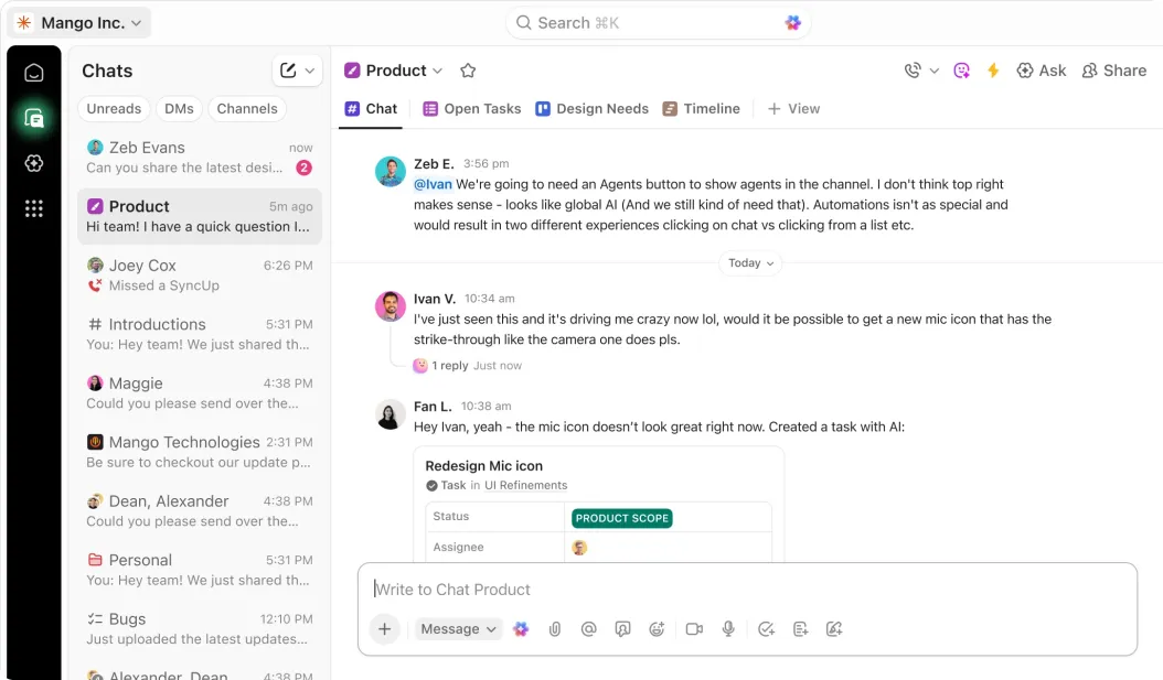 ClickUp Unveils 4.0 With Smarter AI Assistants And New Design 1 hero_chat